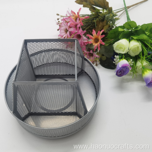 Rotary square pen holder metal grid fashion stationery